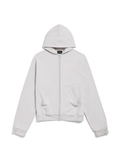 Women's Balenciaga Back Zip-up Hoodie Regular Fit in Dirty White/baby Pink