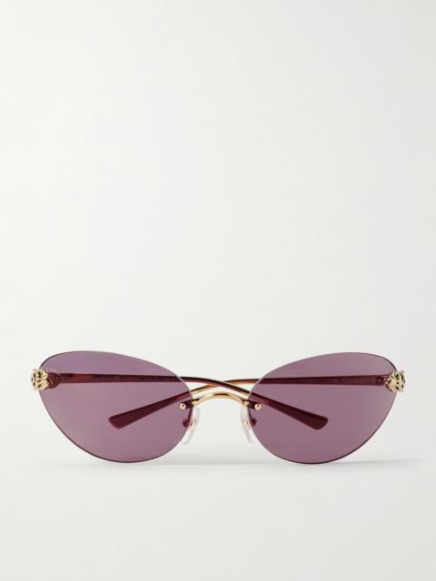 Panthère De Cartier Rimless Cat-eye Gold-tone Sunglasses
