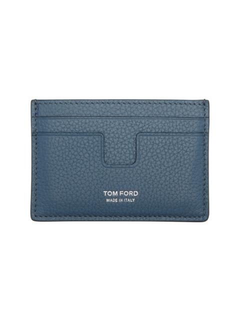 Blue Grain Leather Classic Card Holder