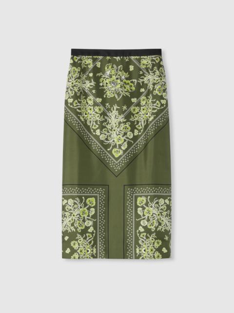 Printed silk twill skirt