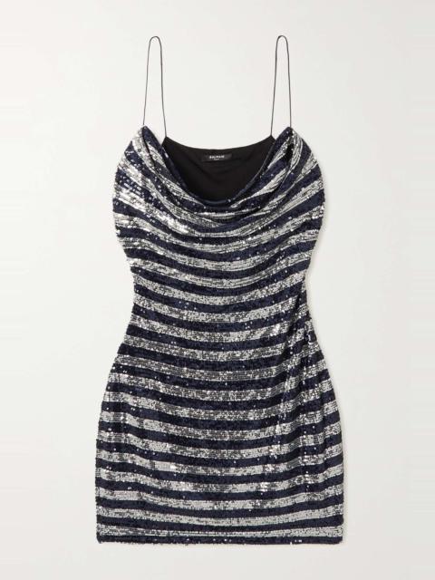 Sequined mesh mini dress