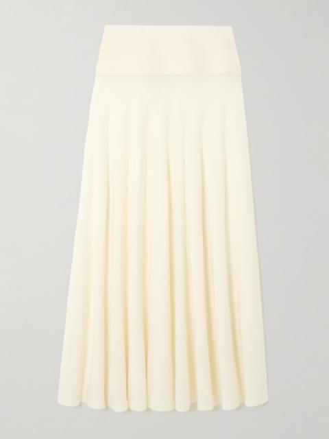 Pleated Wool Maxi Skirt
