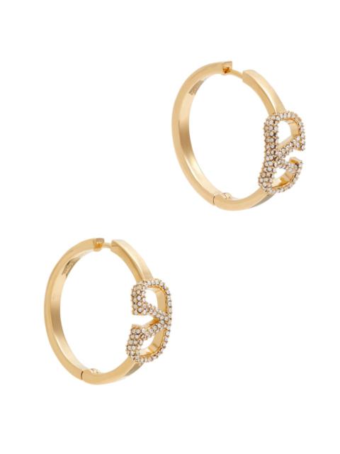 VLogo crystal-embellished hoop earrings