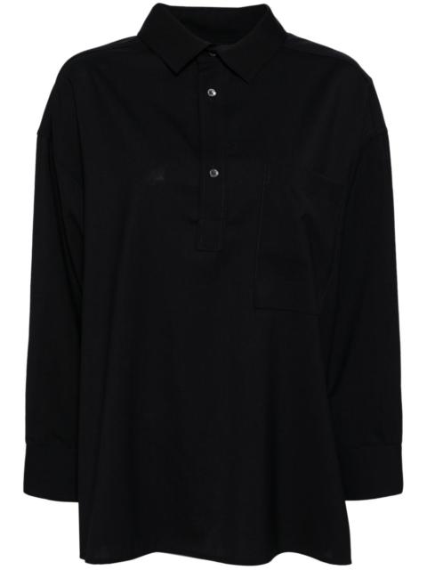 button-up wool polo top