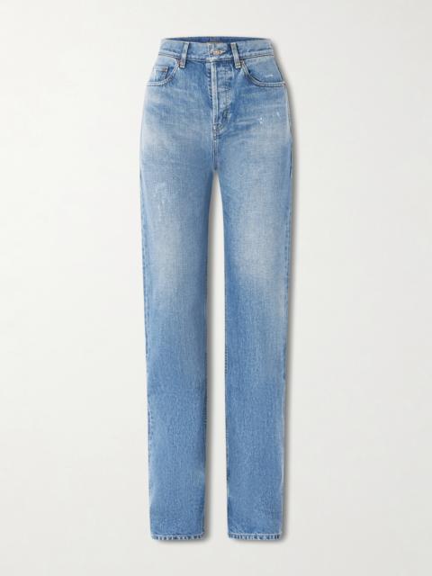 Distressed High-rise Straight-leg Jeans