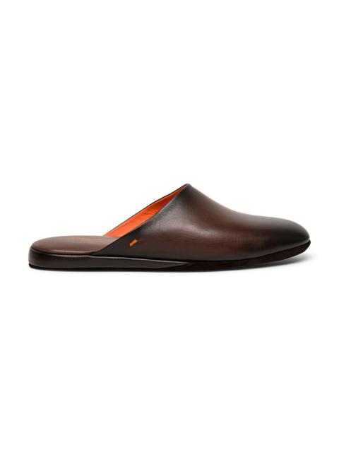 Men’s brown leather slipper