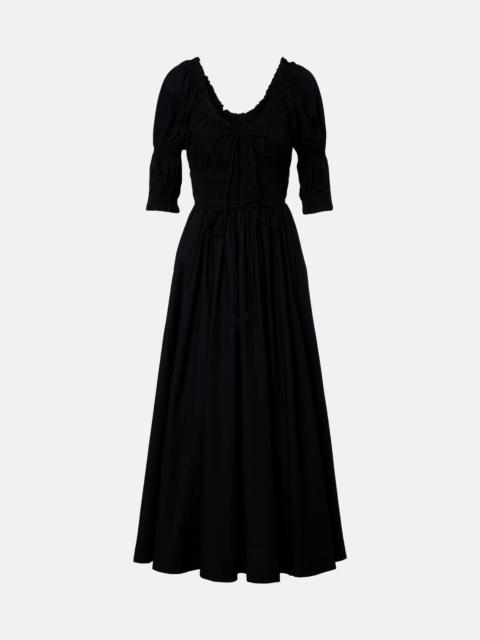 Shirred cotton midi dress