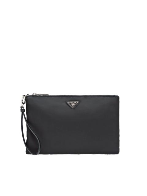 Nylon and Saffiano Leather Pouch