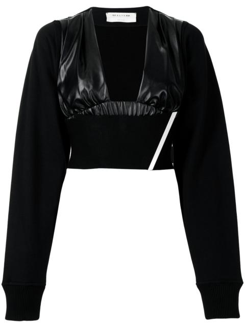 cropped sweatshirt-sleeve top