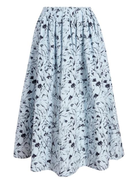floral-print gathered midi skirt