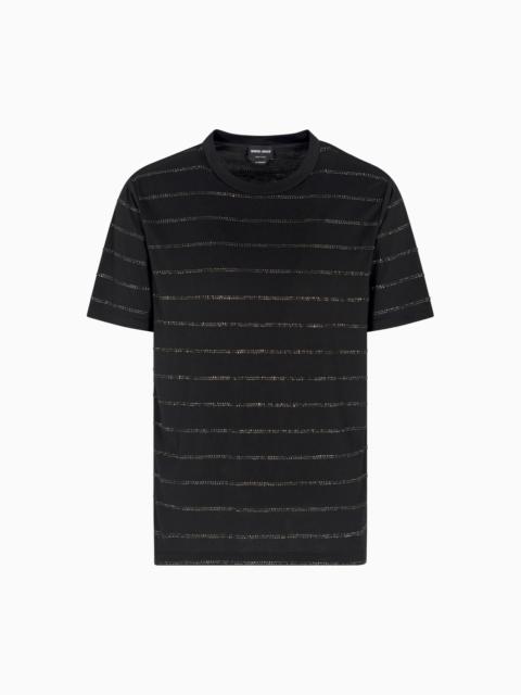 PIMA-COTTON AND RHINESTONE CREW-NECK T-SHIRT