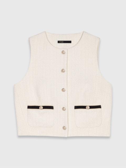 Sleeveless tweed lurex top
