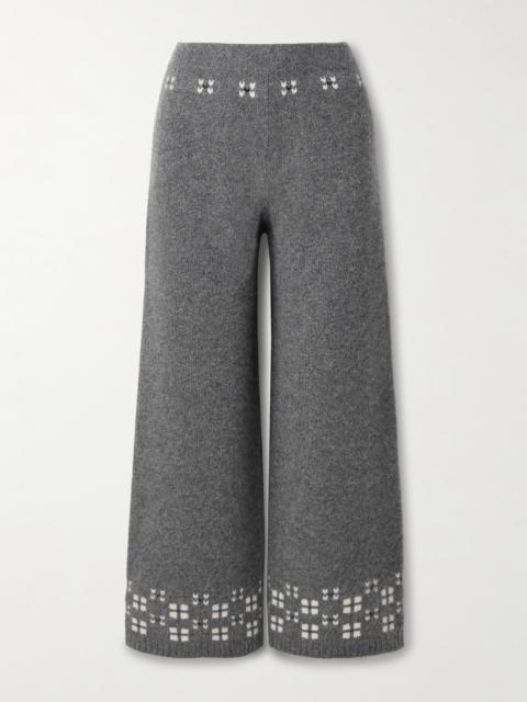 Winter Fair Isle Cashmere Wide-leg Pants