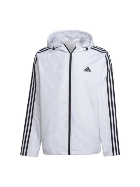 adidas Essentials 3-Stripes Woven Windbreaker Jacket 'White' IB0382