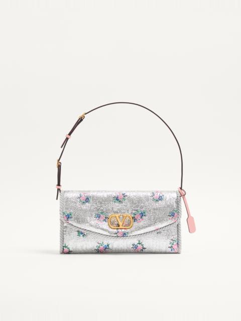 VALENTINO GARAVANI DEVAIN SMALL SHOULDER BAG IN FLORAL LUREX JACQUARD FABRIC