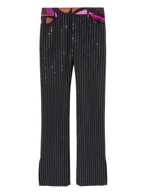 rhinestone-embellished pinstripe trousers
