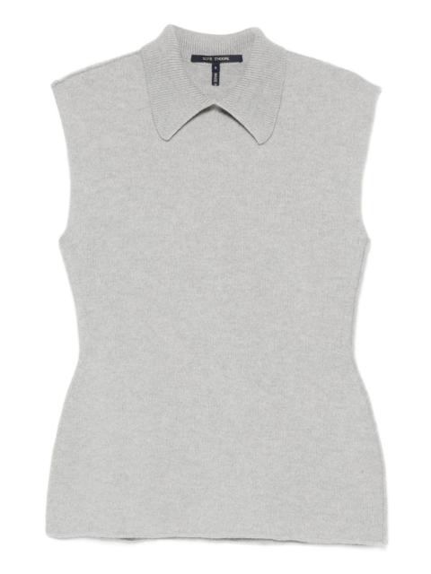 May sleeveless collared top