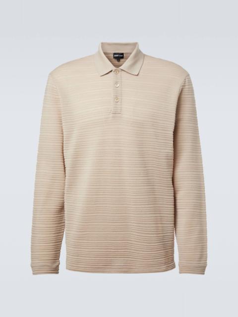 Striped virgin wool jersey polo sweater