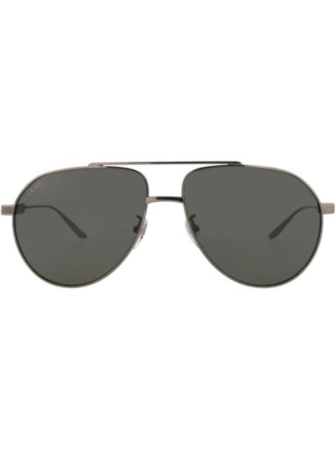 Gucci Aviator-Frame Metal Sunglasses Ruthenium/Ruthenium/Grey (GG1311S-30013897-001)