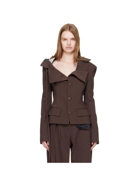 Brown Off-Shoulder Blazer