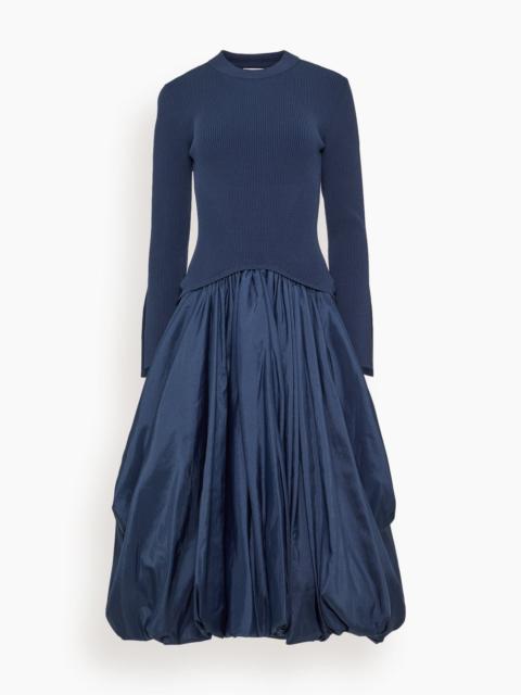 Kenlie Long Sleeve Mock Neck Midi Dress in Midnight