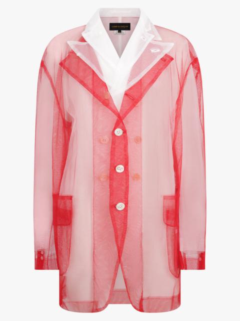 LAYERED SINGLE BREASTED TULLE X ORGANZA JACKET | RED/WHITE