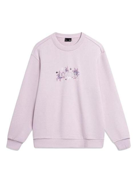 (WMNS) Li-Ning Floral Logo Sweatshirt 'Mauve' AWDT818-4