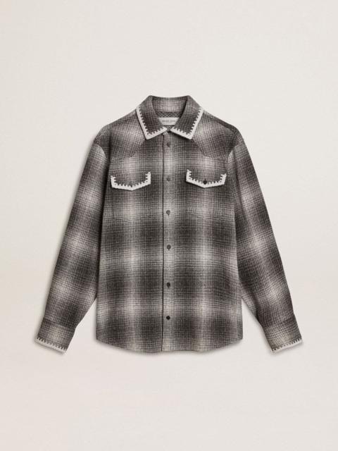 Men's gray shirt with white embroidery