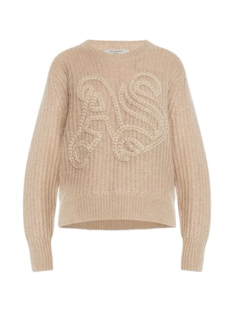 cable-knit long-sleeve sweater