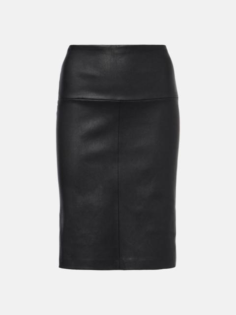 Gin leather midi skirt