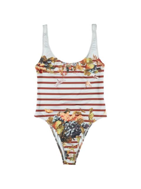 striped floral swimsuit