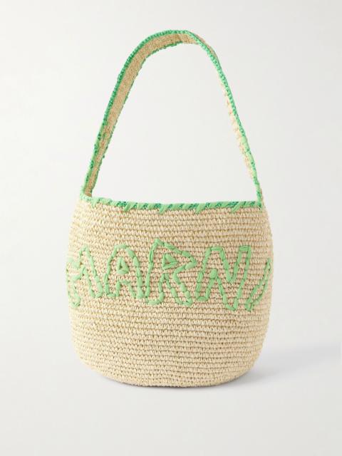 Embroidered raffia tote Neutral