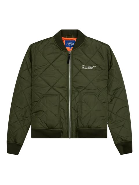 logo-embroidered quilted bomber jacket