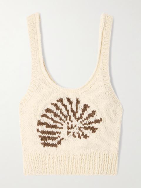 Ansel Cropped Intarsia-knit Cotton Tank