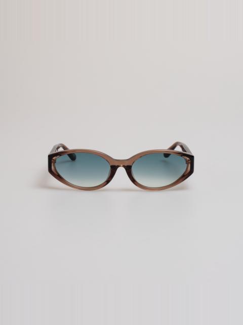 Lyra Oval Sunglasses in Brown and Aqua