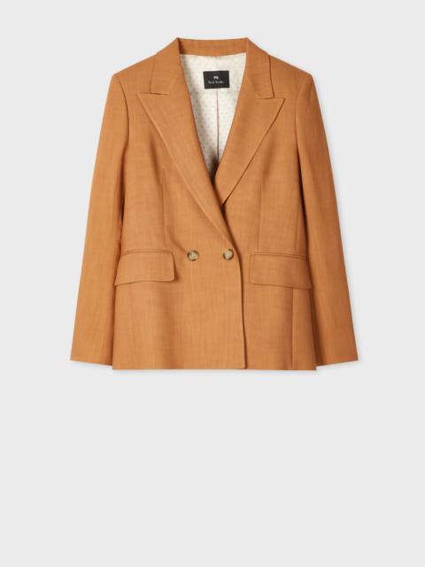 Women's Tan Textured Double-Breasted Blazer