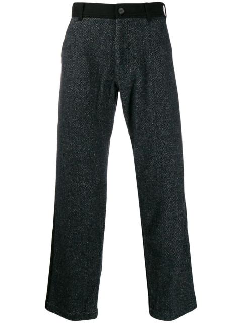 contrasting wide-leg trousers