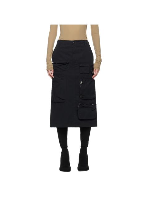 Black Pocket Midi Skirt