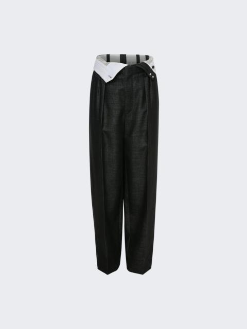 Double Waistband Detail Trouser Black And Ivory