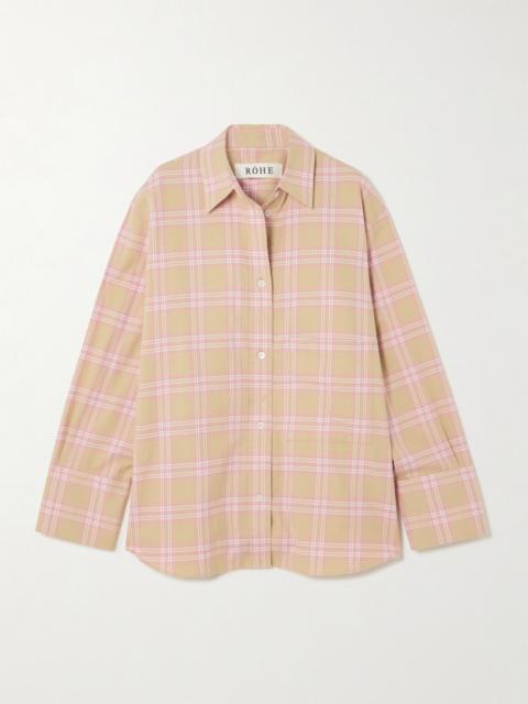 Oversized checked cotton-flannel shirt Pink