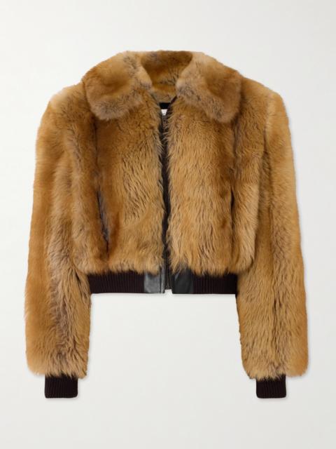 Leather-trimmed Shearling Bomber Jacket