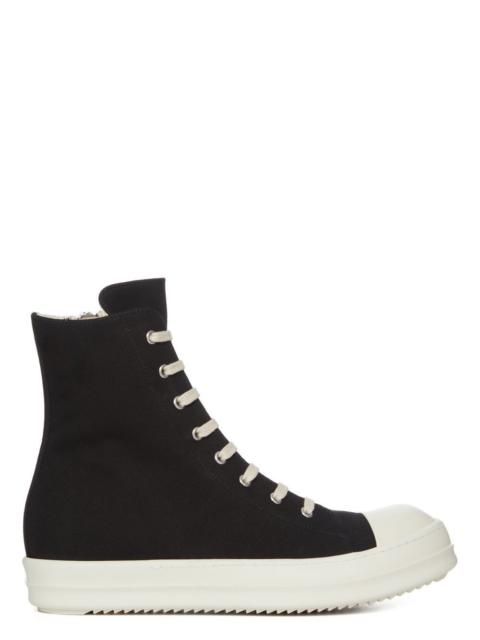 Temple distressed high-top sneakers