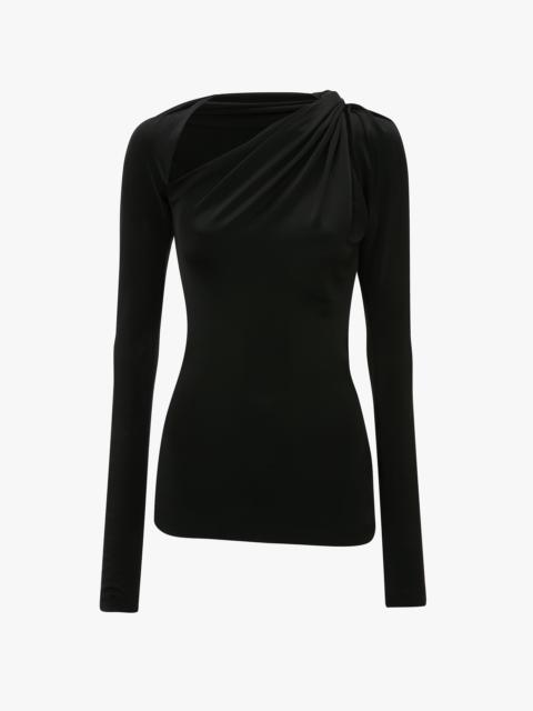 Slash Neck Jersey Top In Black
