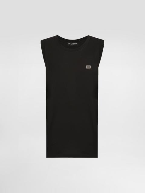 Oversize cotton singlet with tag