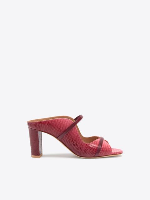 Norah 70 Burgundy & Pink Embossed Leather Sandals
