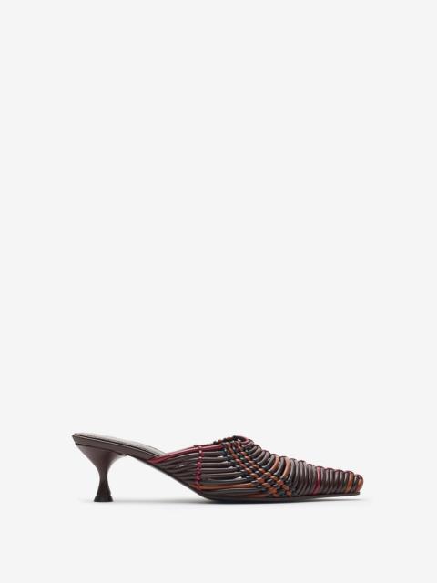 Check Woven Leather Cameo Mules​