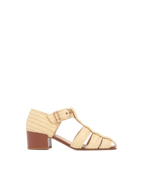 Lyle Block Heel Pump Sandal in Natural Raffia