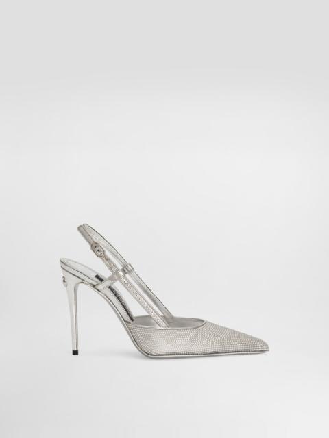 Satin slingbacks with fusible rhinestones