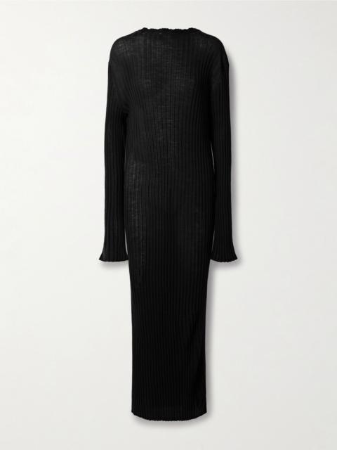 Sigrid ribbed merino wool-blend maxi dress Black