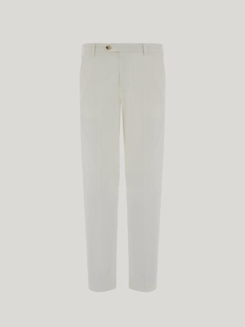 WHITE REGULAR FIT CHINO PANTS IN COTTON AND SILK GABARDINE